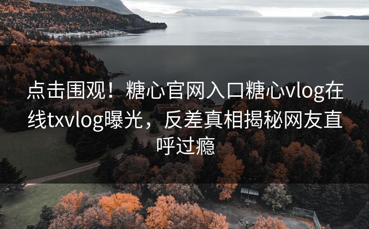 点击围观！糖心官网入口糖心vlog在线txvlog曝光，反差真相揭秘网友直呼过瘾