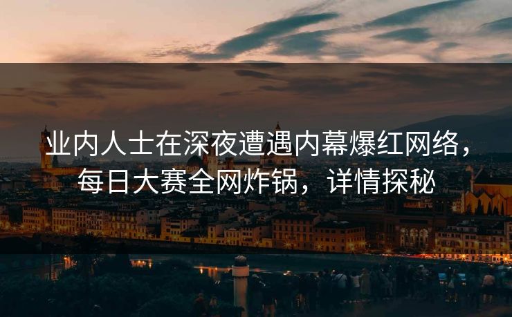 业内人士在深夜遭遇内幕爆红网络，每日大赛全网炸锅，详情探秘