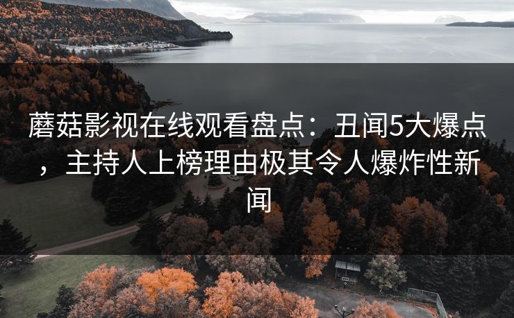 蘑菇影视在线观看盘点：丑闻5大爆点，主持人上榜理由极其令人爆炸性新闻