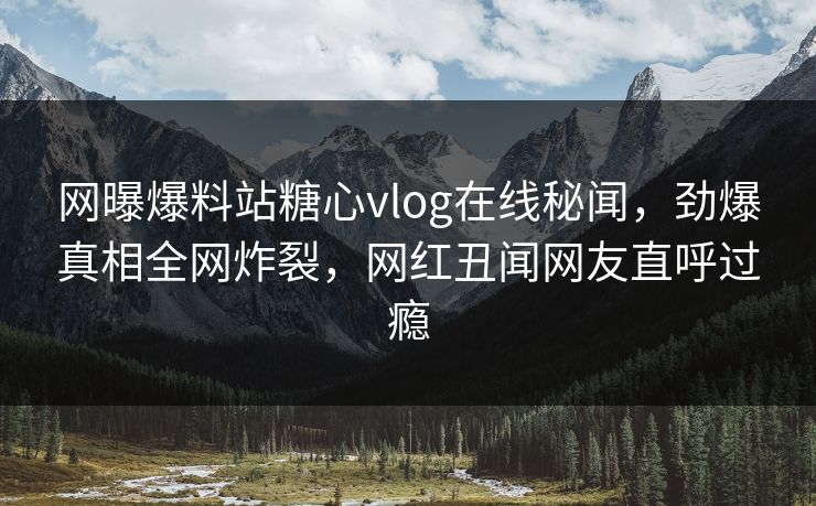 网曝爆料站糖心vlog在线秘闻，劲爆真相全网炸裂，网红丑闻网友直呼过瘾
