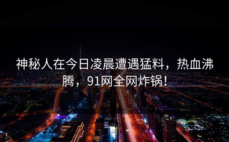 神秘人在今日凌晨遭遇猛料，热血沸腾，91网全网炸锅！