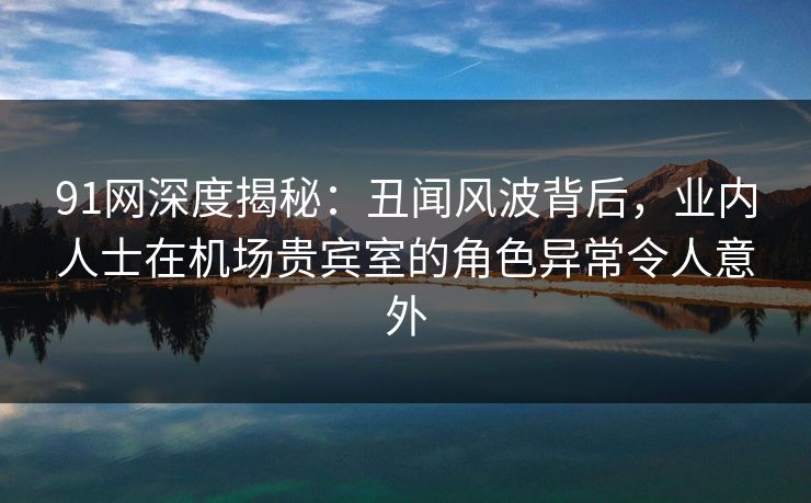 91网深度揭秘：丑闻风波背后，业内人士在机场贵宾室的角色异常令人意外