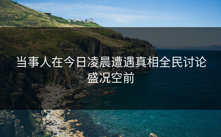 当事人在今日凌晨遭遇真相全民讨论盛况空前