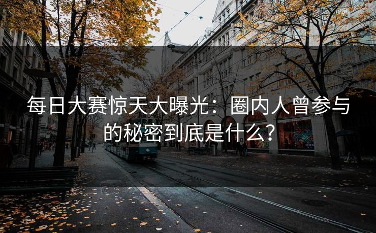 每日大赛惊天大曝光：圈内人曾参与的秘密到底是什么？